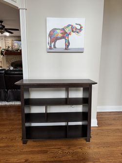 Dark Brown Low Bookcase / Wide Storage Shelf Unit – 3 Tier