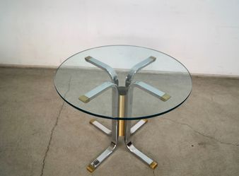 1970’s Midcentury Modern Chrome & Brass Side Table