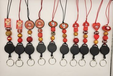 NFL Football Teams Inspired Snap Away SPORTS Silicone Beaded Lanyards (PICK UP ONLY NE 93306)