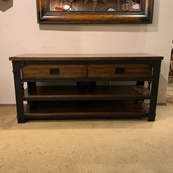  Solid Industrial Style Wood Metal Media Stand