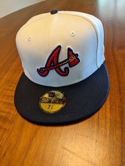 Exclusive New Era 59Fifty White Dome Atlanta Braves 30th Anniversary Patch Alternate Hat - Size 7 3/8