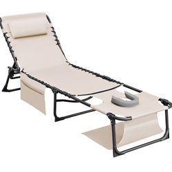 Face Down Chaise Lounge Chair 5-Position Adjustable Sunbathing, Foldable Tanning Chair with Face& Arm Holes, Outdoor Recliner Chair for Pool, Beach, P