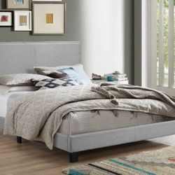 Erin Gray Nailhead Queen Bed & Promo Mattress And Box Spring
