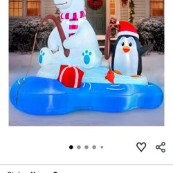 6Ft Wide Inflatable Polar Bear CHRISTMAS  YARD DECOR 