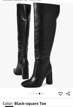 JustFab Womens Knee High Boots Faux Leather Brown Riding Boots Knee High Boots for Women Womens Low Heel Casual Boots for Women