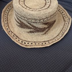 Ecua Andino Panama Hat Brown Tan size Handmade Woman NWOT