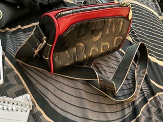 Black and red designer hand bag