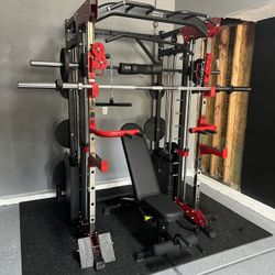 Smith Machine 200 | Adjustable Bench | 245lb Cast Iron Olympic Weights | 7ft Olympic Bar | Fitness | Gym Equipment | FREE DELIVERY/INSTALLATION 🚚 🛠️