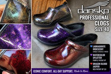 Dansko Professional / XP Patent Clogs Size 40 – Unique Iridescent & Artistic Finishes