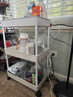 White 3 Tier Cart Wheels for Baby Storage