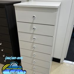 Paulina White 8 Drawer Dresser Diamond Knobs 