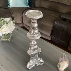 Tall Silver Color Candle Holder 