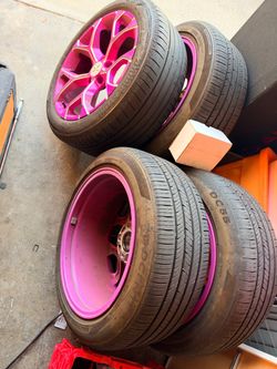 Pink Custom Wheels with Tires Set of 4