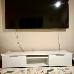 85 Inch Sony TV with White TV Stand