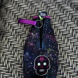 Sugar Skull Bottle Cooler Koozie With Bottle Opener