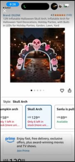 12’ tall Halloween Skull Arch Inflatable