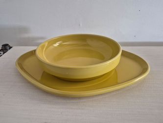 Yellow Ceramic Bowl and Plate Set