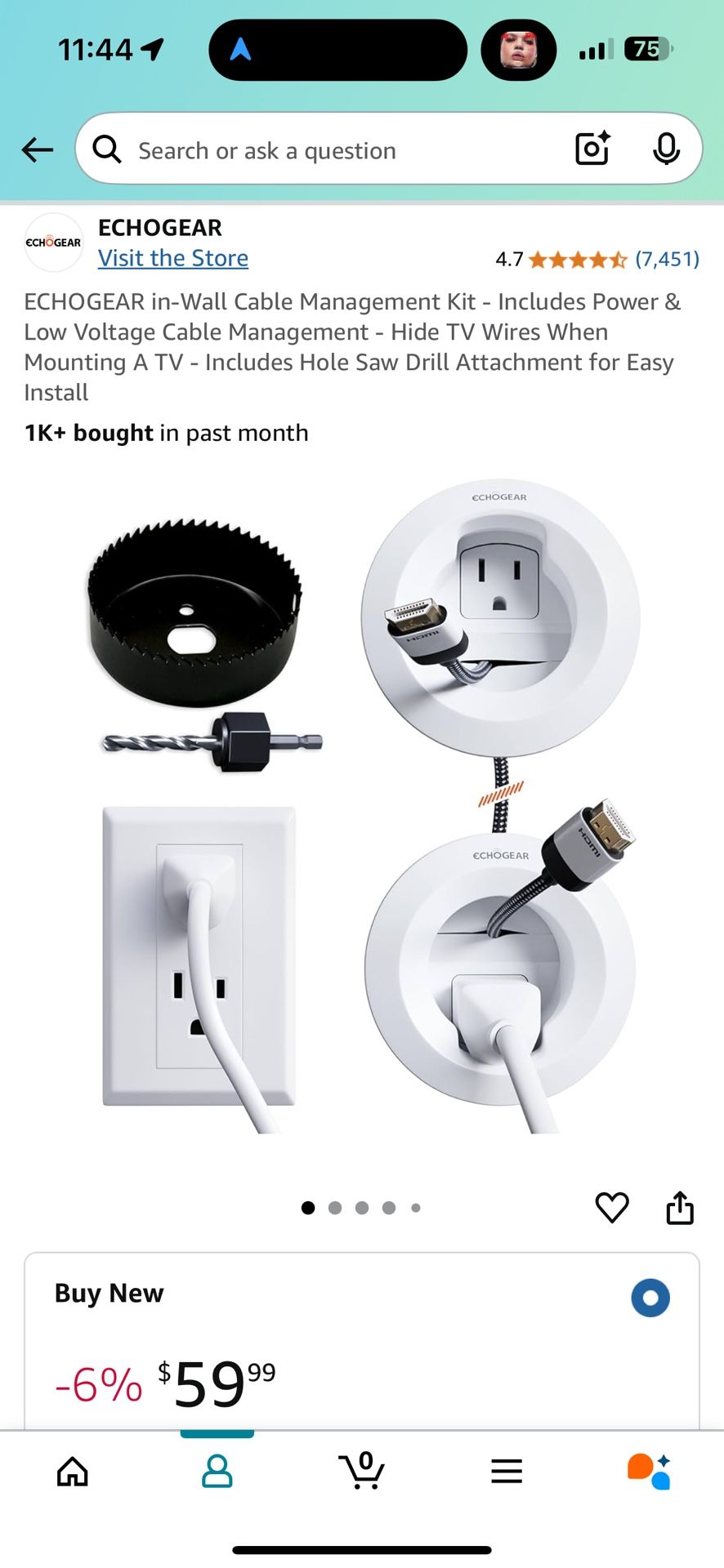 Echogear In Wall Cable Management - NEW
