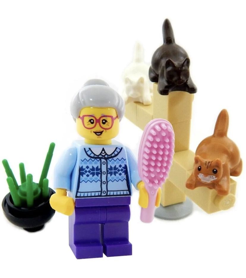 NEW LEGO CAT LADY MINIFIG LOT city town female grandma minifigure crazy catlady