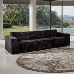 Furniture of America Black Compressed Foam, Corduroy Couch Sofa FM62100BK-SF-PK