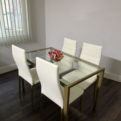 New Gold/White Dining Table of 4