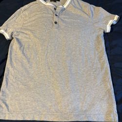 Banana Republic Luxury Touch Gray White Polo Short Sleeve Regular Men’s Size S
