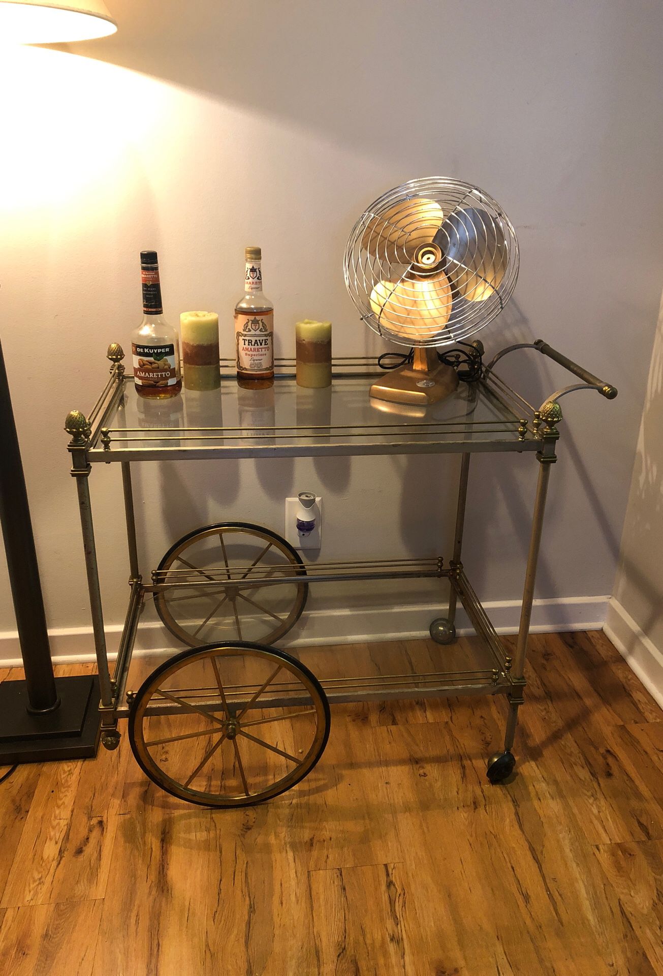 Iron glass bar cart