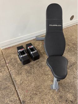 Powerblock Elite 90lb Adjustable Dumbbells and FID Bench Combo