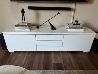 Modern White TV Console - 70" Wide