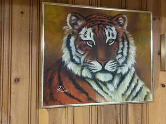 Vintage Framed Big Cat Paintings / Wall Art (Tigers, Lion, Leopards)