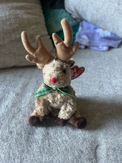 Ty Beanie Babies Rudy Reindeer 10th Anniversary Plush Beanbag w/ Tag 2003