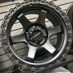 17x9 6x139 Impact Satin Black Rims And Tires 295/70/17