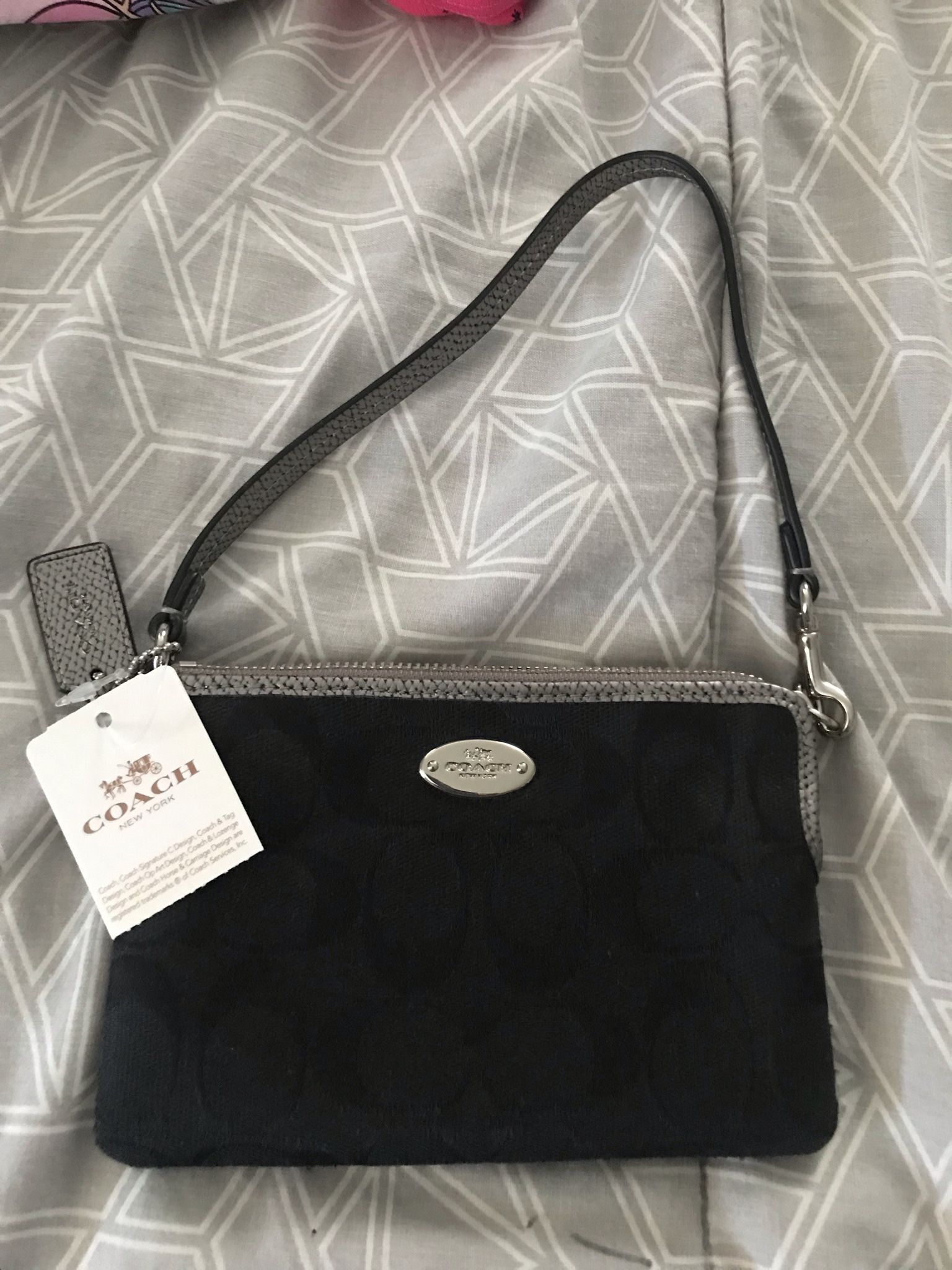 Coach Wristlet NWT  Black and silver