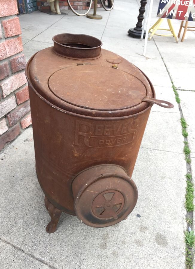 Antique Reeves Old Tin light weight Wood burning stove