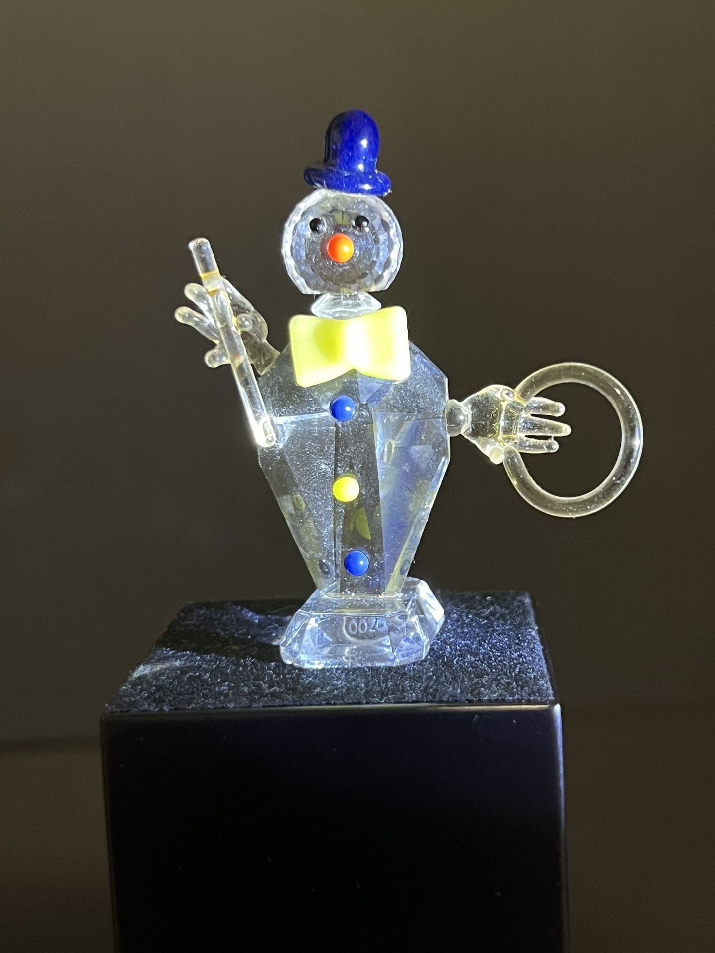 ZOO Crystal Vintage 1980s Crystal Clown With Hoop Figurine, 2.5”