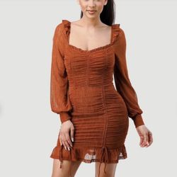 NWOT BROWN PRIVY DRESS SIZE LARGE 