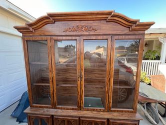 Wood China Cabinet with Glass Doors