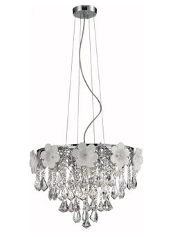 8-Lite Chandelier, Chrome Finish