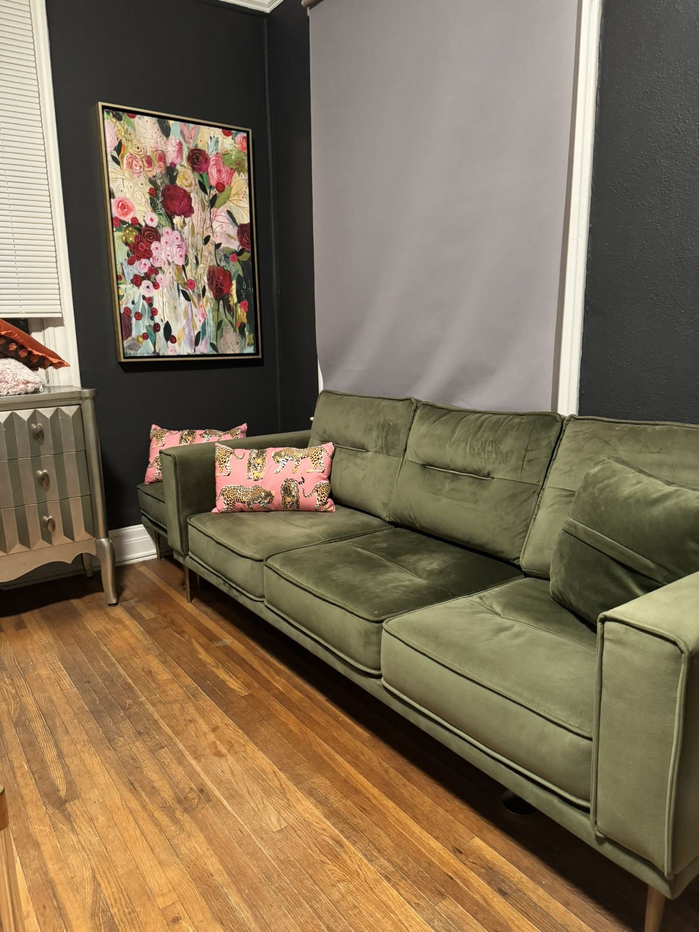 Green Velvet Sofa Love Seat And Chairs And Ottoman
