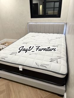 New queen bed frame with mattress