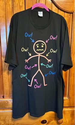 New size 4X Black Graphic Tee Stick Figure Ow!