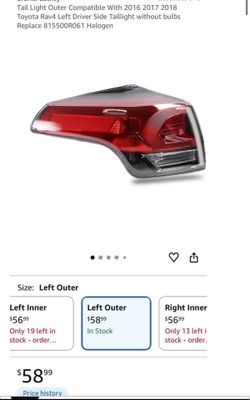 Toyota Rav4 rear tail light / driver side 2016-2018