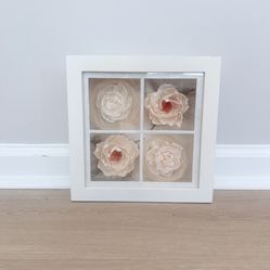 Neutrals Rose Wall Art in White Frame