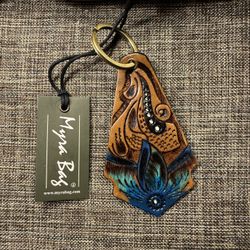 2013-MMT  Myra Bag “Flowering Love”Hand Tooled Leather Fob Key Chain NWT S-9818