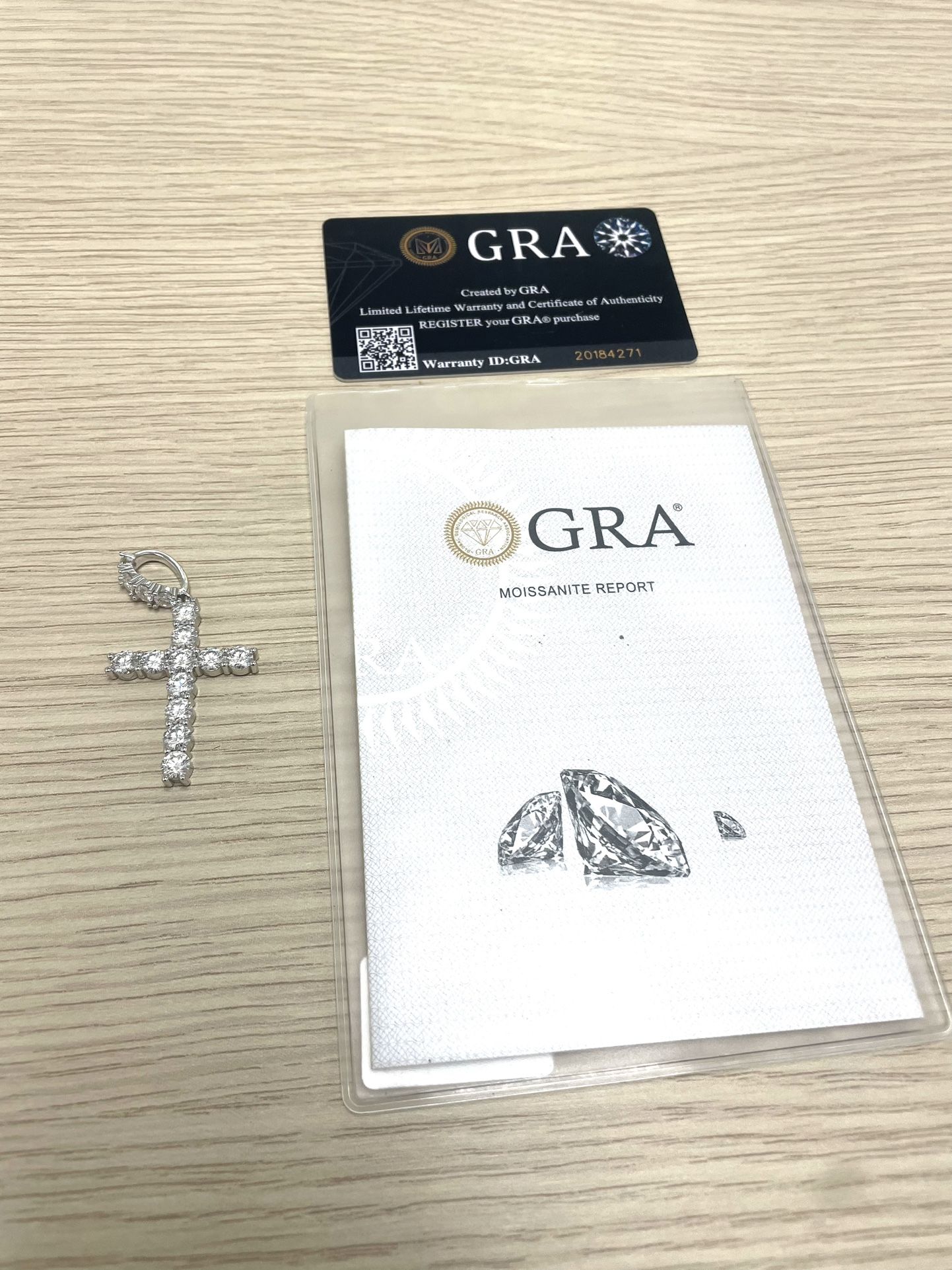 Silver Moissanite Cross | 5MM | GRA Certified ✅ | Passes Tester