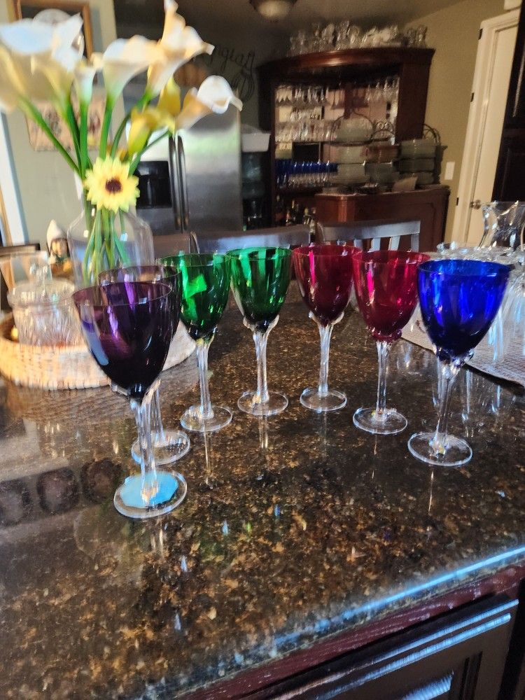 7 Murano Crysthal Hand Blown Water Goblets.