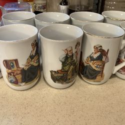 11 cups Norman Rockwell Museum plus 1 Norman Rockwell cup “The Student”