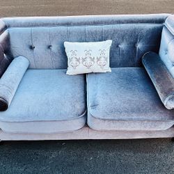 Velvet Grey Couch Like New 