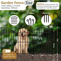 Metal Rustproof Garden Fence Border Small Animal Plant 32 Panel  Total Size Height 23" Length 34 feet  New condition in box  