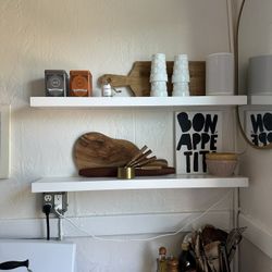 White Wooden Floating Shelves 